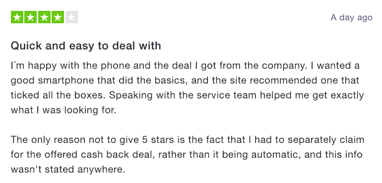 Good Service Review Example